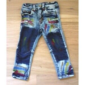 Elite Streetwear Wearable Art Front Painted Youth 2-3 Year Denim Jeans Colorful